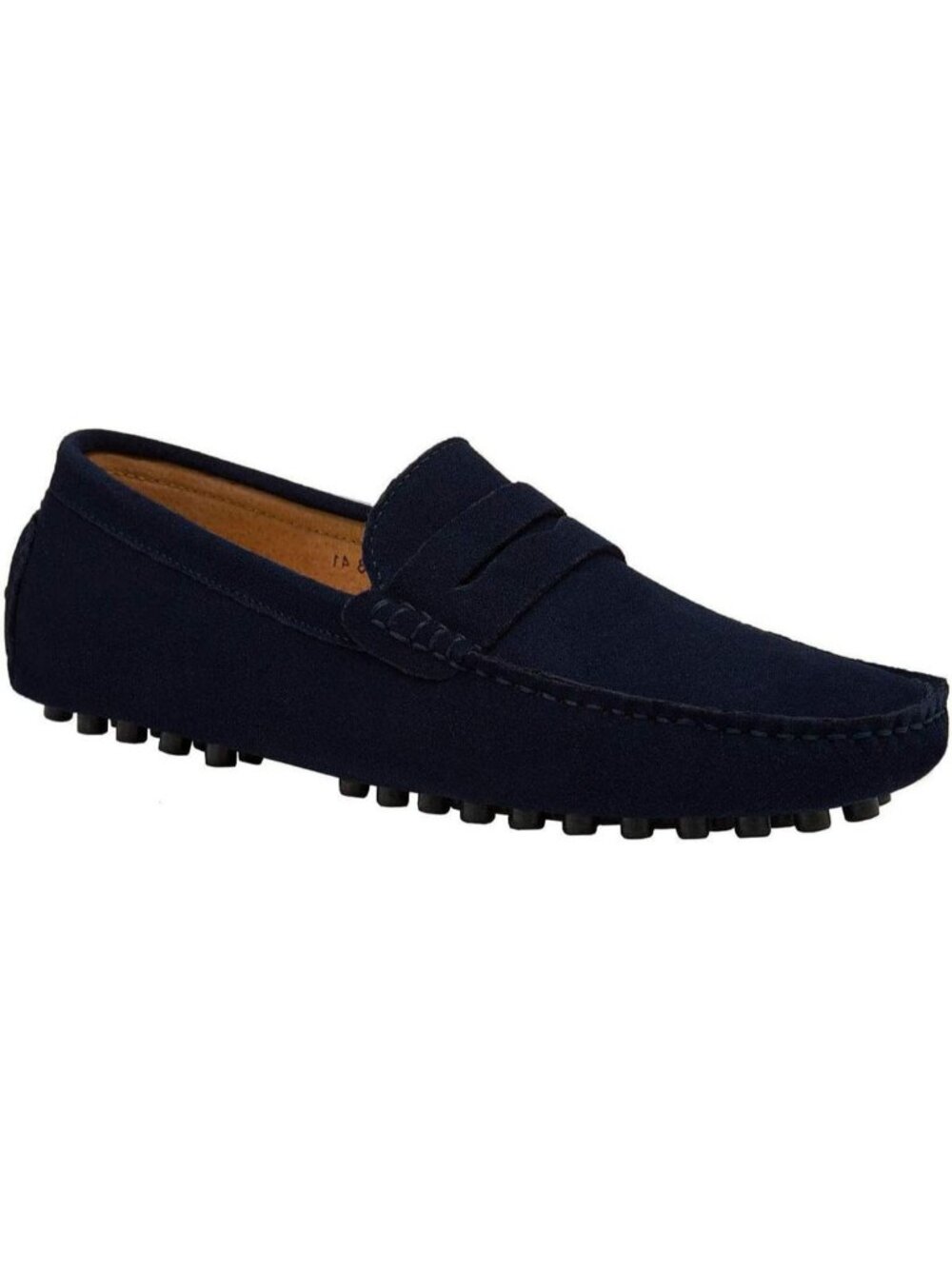 JIONS Men's Blue Suede Cow Leather Penny Loafers Moccasins Slip On Casual Shoes